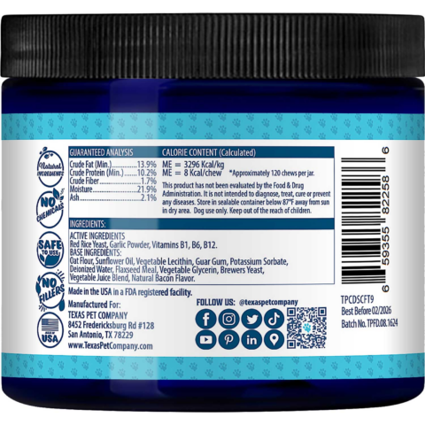Flea Defender Flea and Tick Prevention Chewable Dog Treats TPCDSCFT9-Back V22