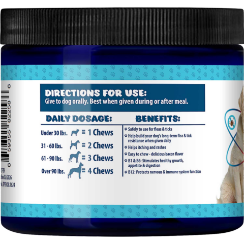 Flea Defender Flea and Tick Prevention Chewable Dog Treats TPCDSCFT9-Side V22