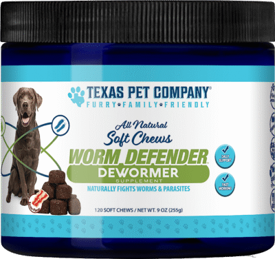 Deworming Dog Medication - 100% All-Natural 3 Texas Pet Company Worm Defender Dog Treat Supplement DeWormer
