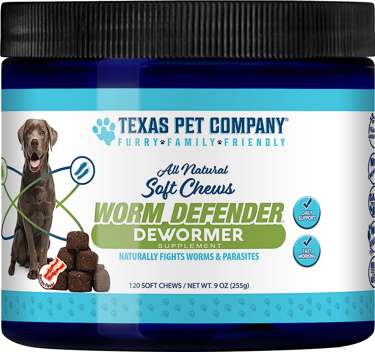 Texas Pet Company Worm Defender Dog Treat Supplement DeWormer