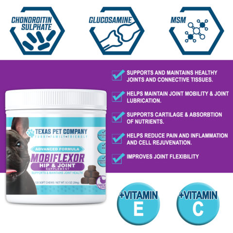 Texas Pet Company Mobiflexor Hip & Joint Soft Chews Slide Benefits