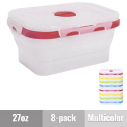 Dog Meal Prep Collapsible Silicone Food-Safe Storage Containers - Medium Dog - 27oz 8-pack - Multicolor