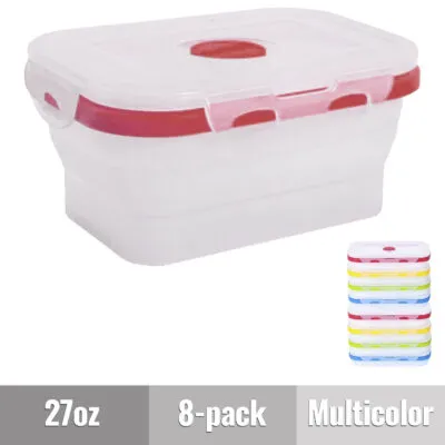 Dog Meal Prep Collapsible Silicone Food-Safe Storage Containers - Medium Dog - 27oz 8-pack - Multicolor