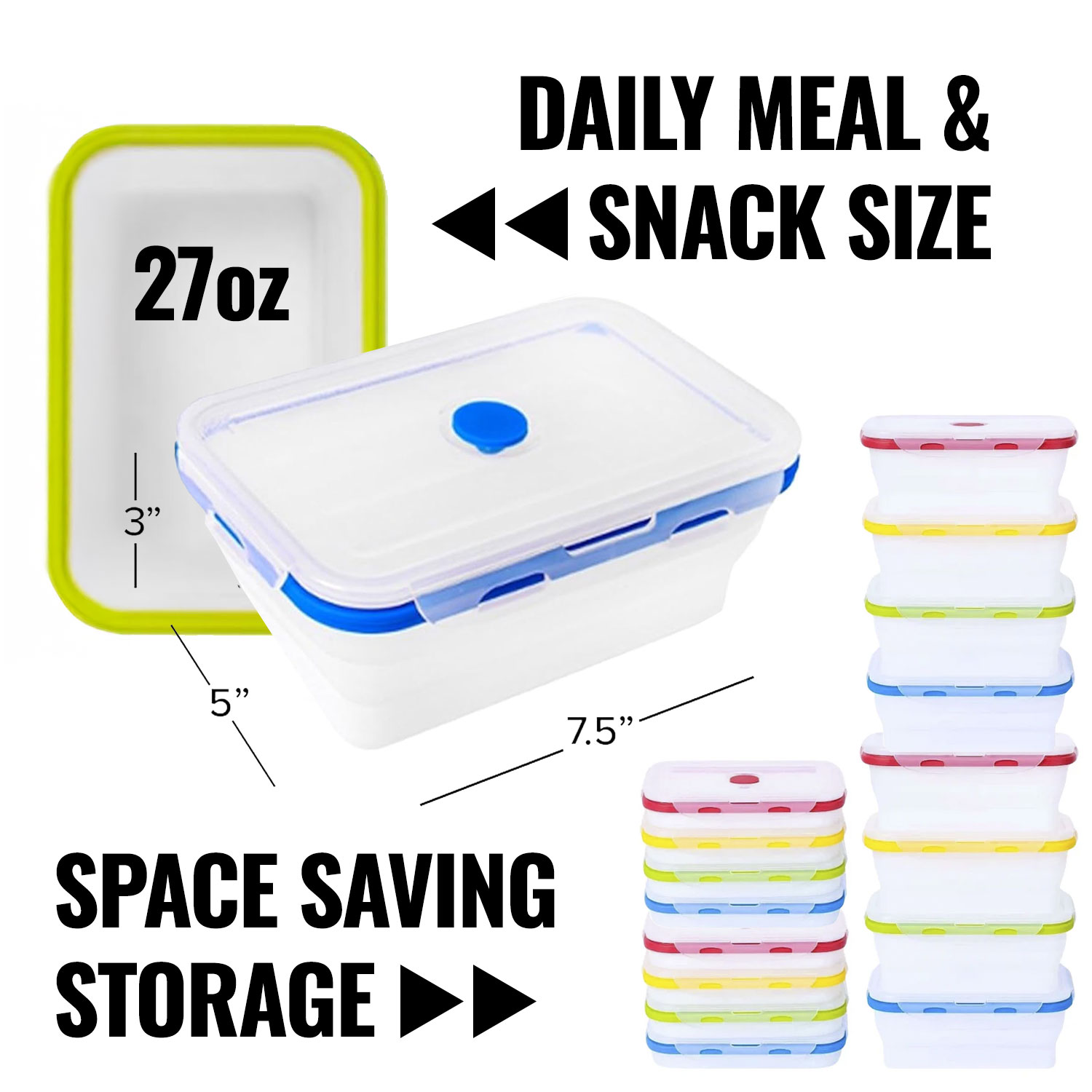 Dog Meal Prep Collapsible Silicone Food-Safe Storage Containers - Medium Dog - 27oz 4 Dog Meal Prep Collapsible Silicone Food-Safe Storage Containers - Medium Dog - 27oz - Image 4