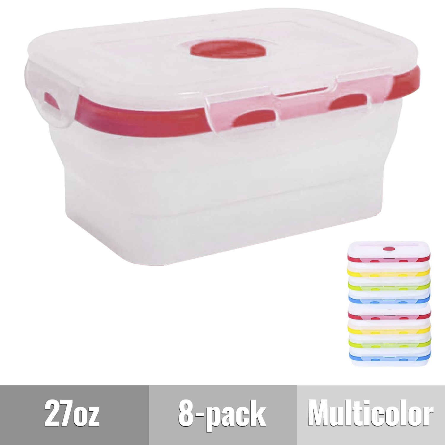 Dog Meal Prep Collapsible Silicone Food-Safe Storage Containers - Medium Dog - 27oz 1 Dog Meal Prep Collapsible Silicone Food-Safe Storage Containers - Medium Dog - 27oz 8-pack - Multicolor