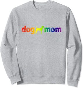 Dog Mom Rainbow Sweatshirt B0B7VPJ3GB heather grey