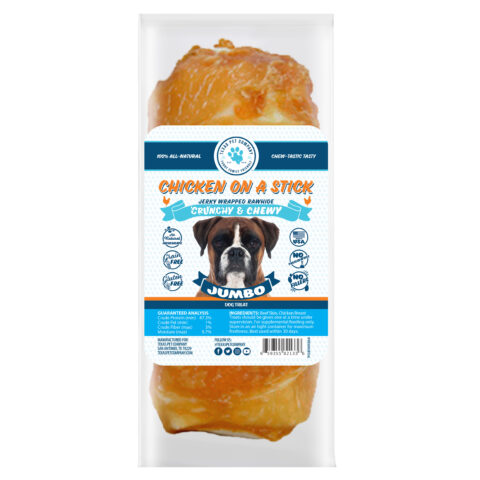 Chicken On A Stick Jerky Wrapped Rawhide Dog Treats – Jumbo