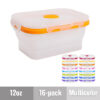 Dog Meal Prep Collapsible Silicone Food-Safe Storage Containers - Small Dog - 12oz 16-pack - Multicolor