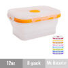 Dog Meal Prep Collapsible Silicone Food-Safe Storage Containers - Small Dog - 12oz 8-pack - Multicolor