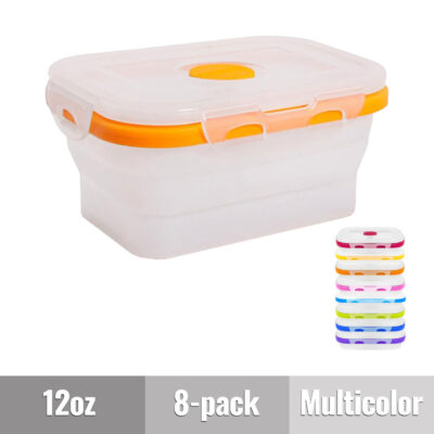 Dog Meal Prep Collapsible Silicone Food-Safe Storage Containers - Small Dog - 12oz 8-pack - Multicolor