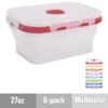 Dog Meal Prep Collapsible Silicone Food-Safe Storage Containers - Medium Dog - 27oz 8-pack - Multicolor