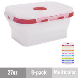 Dog Meal Prep Collapsible Silicone Food-Safe Storage Containers - Medium Dog - 27oz 8-pack - Multicolor