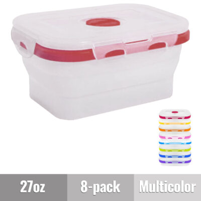 Dog Meal Prep Collapsible Silicone Food-Safe Storage Containers - Medium Dog - 27oz 8-pack - Multicolor