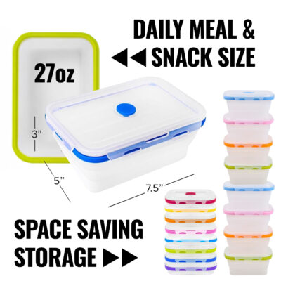 Dog Meal Prep Collapsible Silicone Food-Safe Storage Containers - Medium Dog - 27oz - Image 4