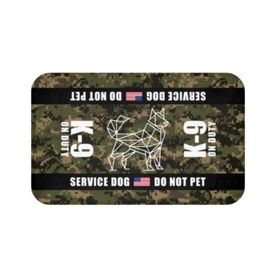 Service Dog Settle Mats & Portable Travel Beds 8 K-9 Military Service Dog Travel Mat - K-9 On Duty Portable Comfort Pet Bed Mat - WOODLAND Awareness & Safety Warning