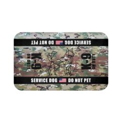 K-9 Military Service Dog Travel Mat - K-9 On Duty Portable Comfort Pet Bed Mat - OCP Awareness & Safety Warning