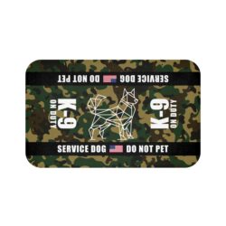 K-9 Military Service Dog Travel Mat - K-9 On Duty Portable Comfort Pet Bed Mat - CAMO BDU Awareness & Safety Warning
