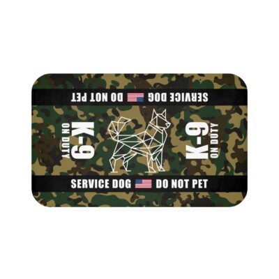 K-9 Military Service Dog Travel Mat - K-9 On Duty Portable Comfort Pet Bed Mat - CAMO BDU Awareness & Safety Warning