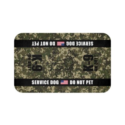 K-9 Military Service Dog Travel Mat - K-9 On Duty Portable Comfort Pet Bed Mat - MARPAT Awareness & Safety Warning