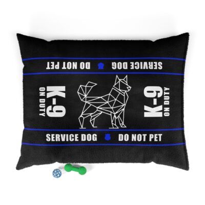 K-9 Working Service Dog Pet Bed with "Service Dog * Do Not Pet" Thin Blue Line Design - Black