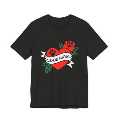 Dog Mom Retro Rose Paw Heart Tattoo Graphic T-Shirt
