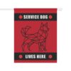 Service Dog Lives Here Garden Flag With Red Medical Alert - Image 5