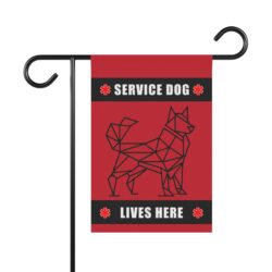 Service Dog Lives Here Garden Flag With Red Medical Alert