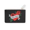 Mini Clutch Purse Zipper Pouch - "Dog Mom" Heart & Rose Paw Print