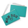 Clutch Purse Zipper Pouch – “Dog Mom” Upside-down Backwards Teal - Image 3