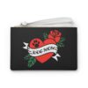 Clutch Purse Zipper Pouch – “Dog Mom” Heart & Rose Paw Print