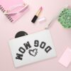 Clutch Purse Zipper Pouch – “Dog Mom” Upside-down Backwards White - Image 4