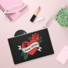 Clutch Purse Zipper Pouch – “Dog Mom” Heart & Rose Paw Print - Image 4