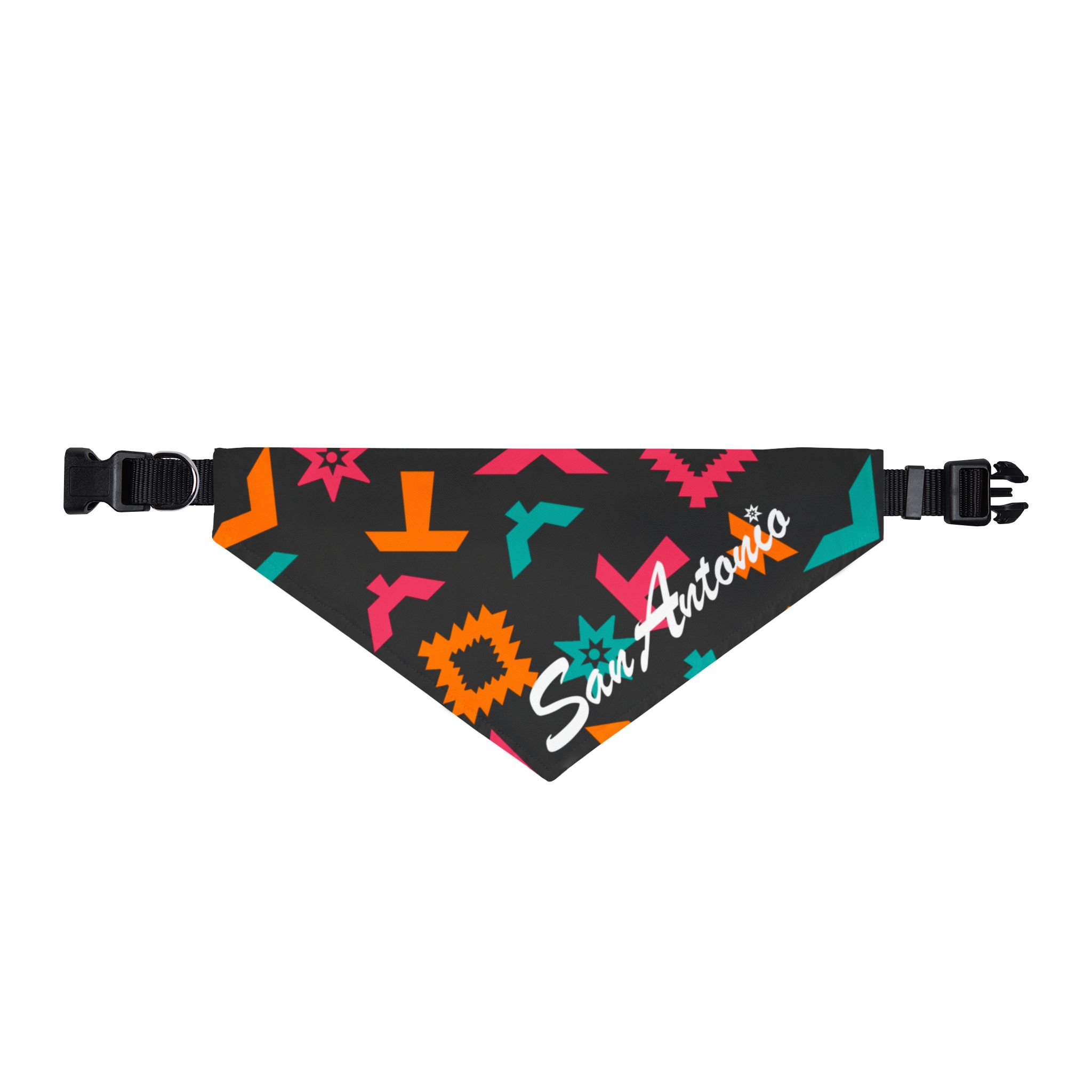 San Antonio Fiesta Basketball Pattern Clip-on Pet Bandana 3 San Antonio Fiesta Basketball Pattern Clip-on Pet Bandana - Image 3