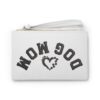 Clutch Purse Zipper Pouch – “Dog Mom” Upside-down Backwards White