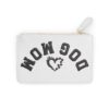 Mini Clutch Purse Zipper Pouch - "Dog Mom" Upside-down Backwards White