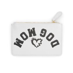 Mini Clutch Purse Zipper Pouch - "Dog Mom" Upside-down Backwards White