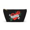 Accessory Pouch Zippered T‑Bottom Bag – “Dog Mom” Heart & Rose Paw Print