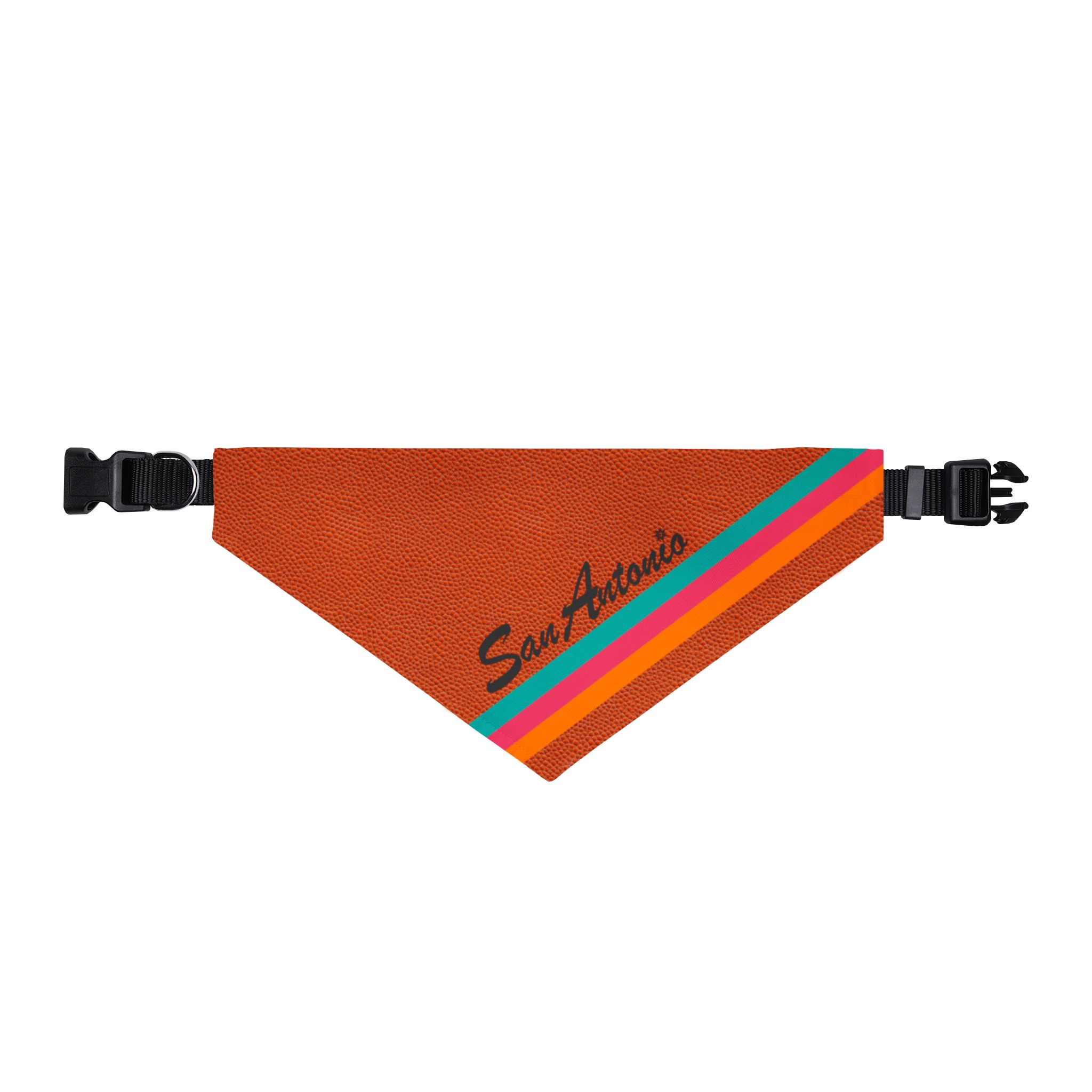 San Antonio Fiesta Basketball Leather Pattern Retro Stripe Clip-On Pet Bandana 3 San Antonio Fiesta Basketball Leather Pattern Retro Stripe Clip-On Pet Bandana - Image 3