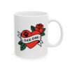 Dog Dad Retro Heart Tattoo Rose Paw Print Ceramic Mug Coffee Cup (11oz & 15oz)