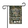 Dog Poop Scoop Garden Flag Sign - "Your dog's 'business' is none of ours. Please scoop the poop." Green Camo - Image 3