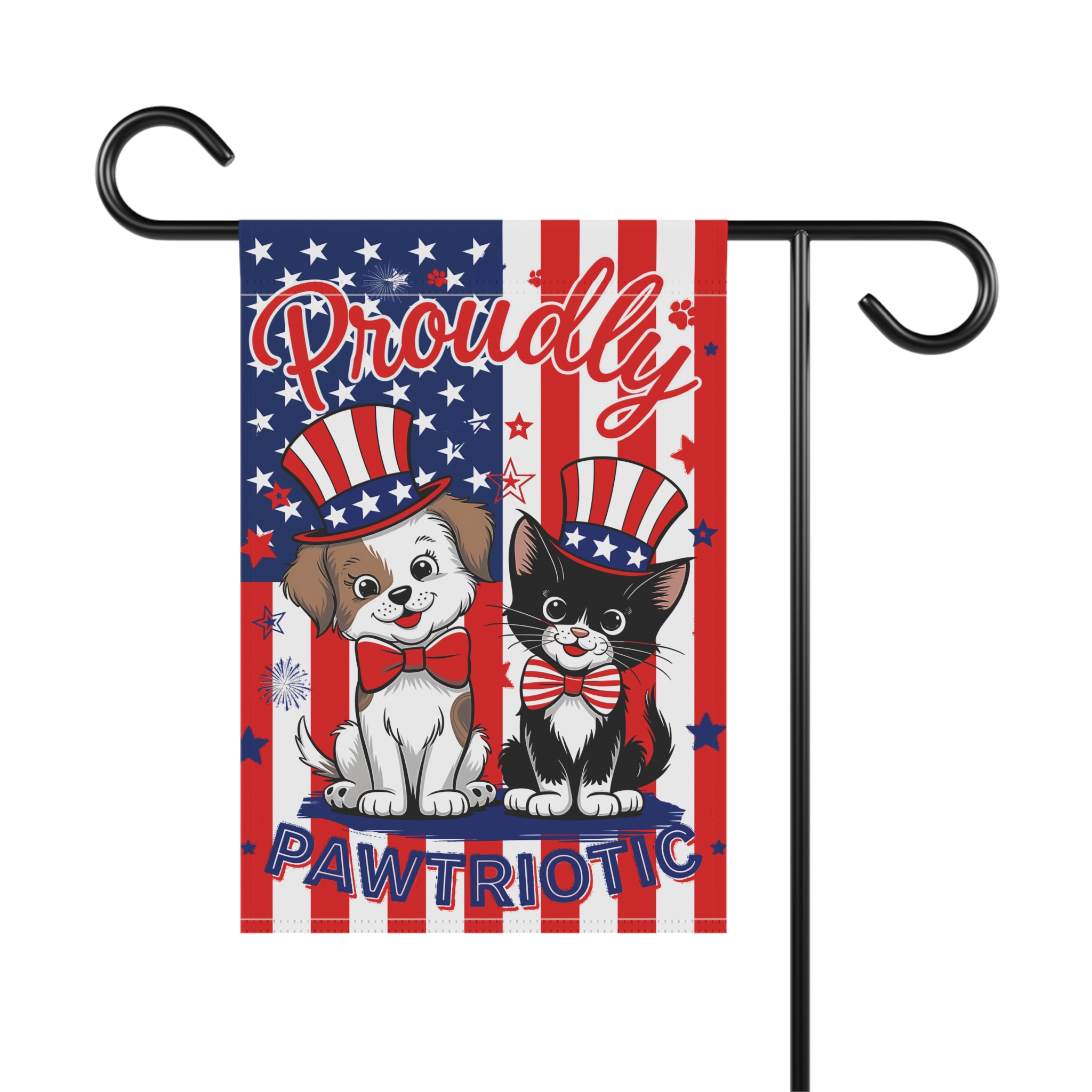 USA Flag "Proudly Pawriotic" Dog & Cat Hats Garden Flag 1 USA Flag "Proudly Pawriotic" Dog & Cat Hats Garden Flag