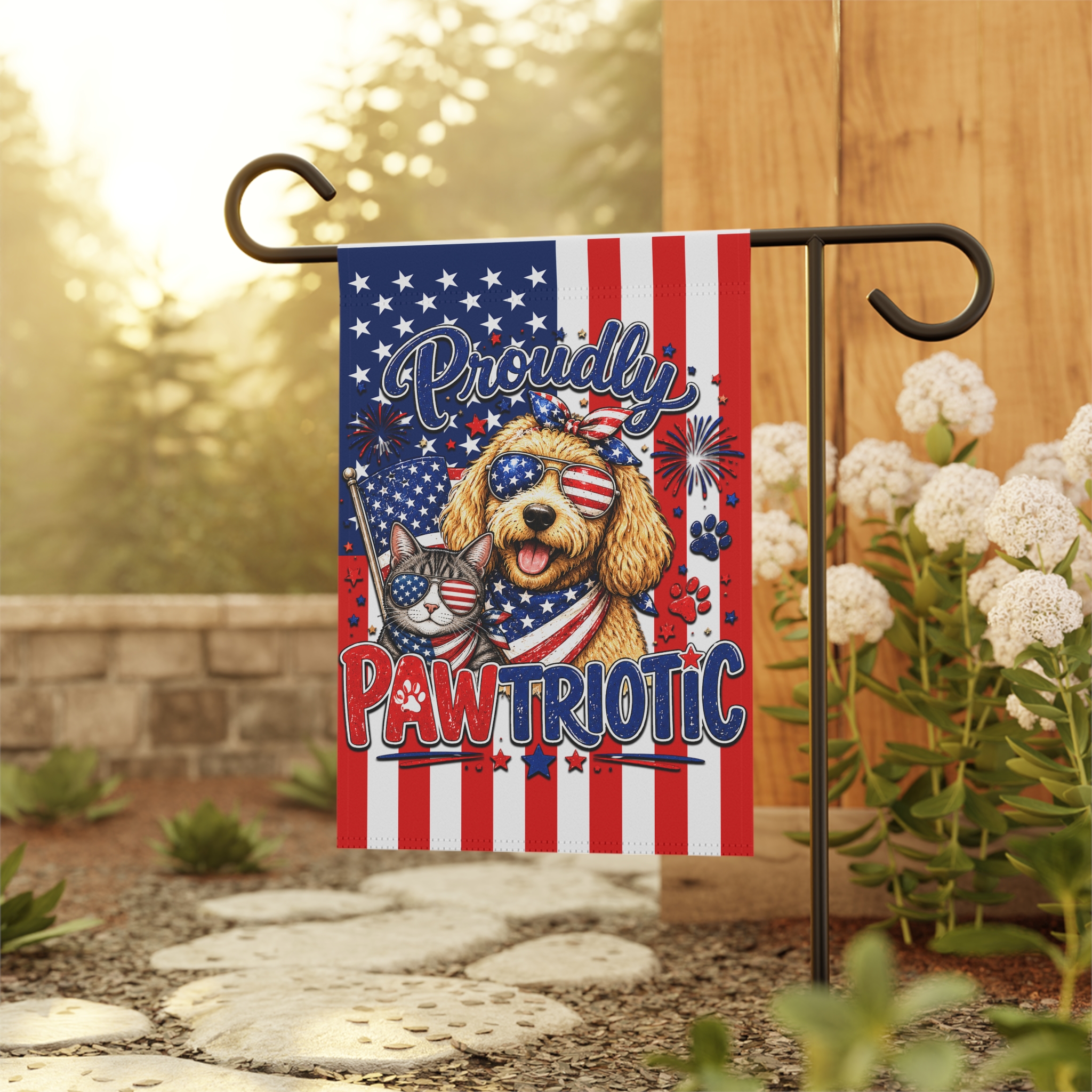 USA Flag "Proudly Pawriotic" Dog & Cat Garden Flag 3 USA Flag "Proudly Pawriotic" Dog & Cat Garden Flag - Image 3