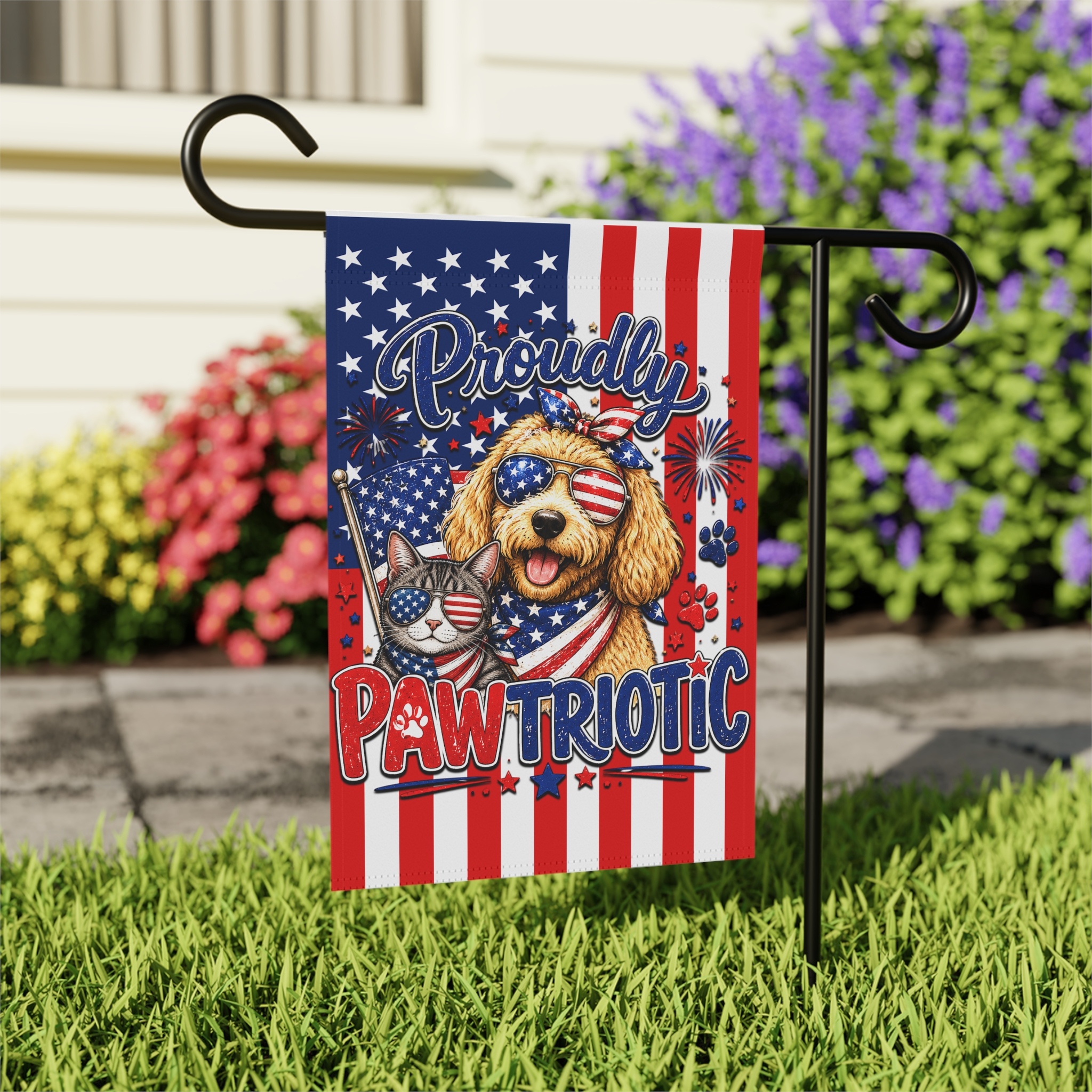 USA Flag "Proudly Pawriotic" Dog & Cat Garden Flag 4 USA Flag "Proudly Pawriotic" Dog & Cat Garden Flag - Image 4