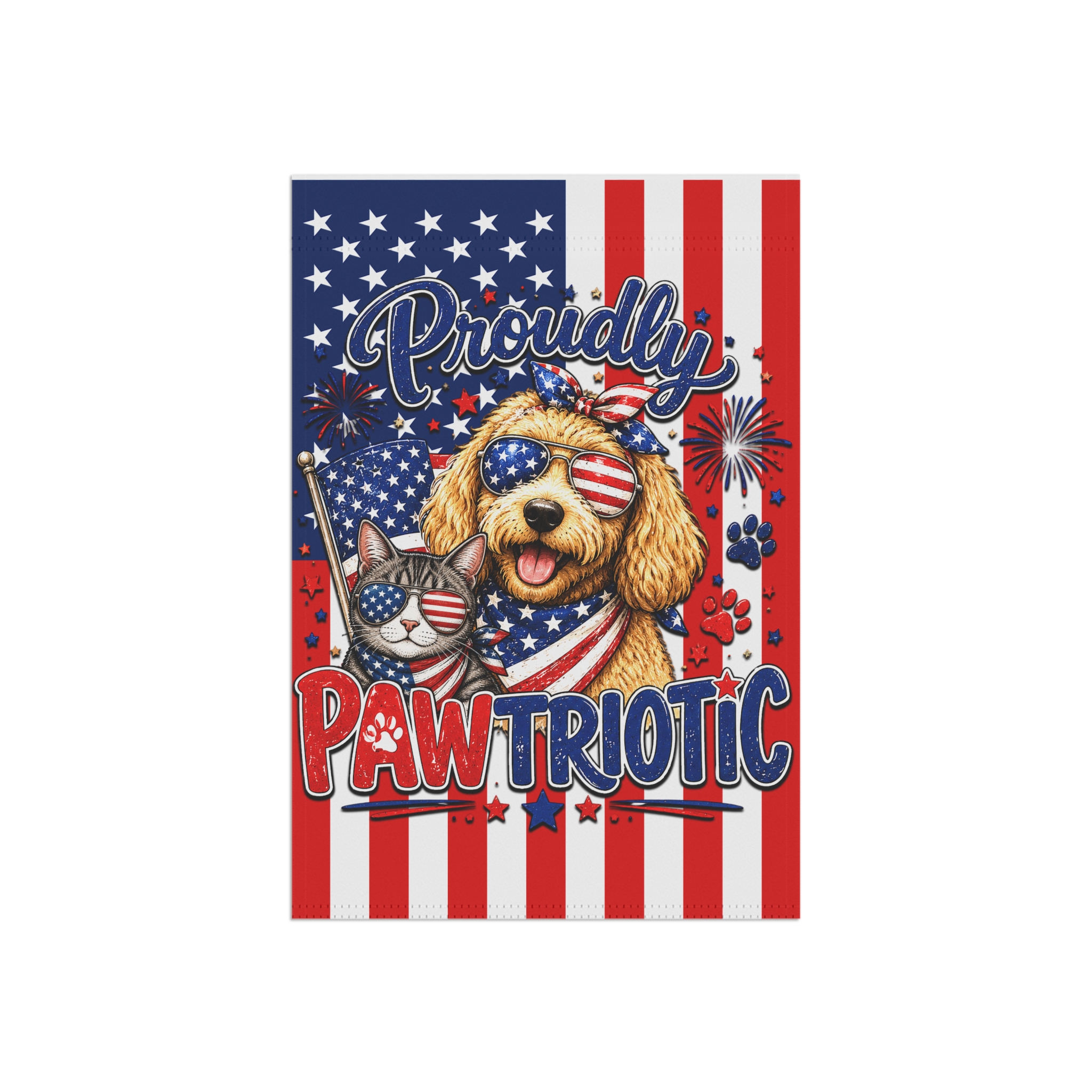 USA Flag "Proudly Pawriotic" Dog & Cat Garden Flag 2 USA Flag "Proudly Pawriotic" Dog & Cat Garden Flag - Image 2