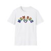 Dog Mom Upside Down Backwards Faux Embroider Rainbow Heart Paw T-Shirt