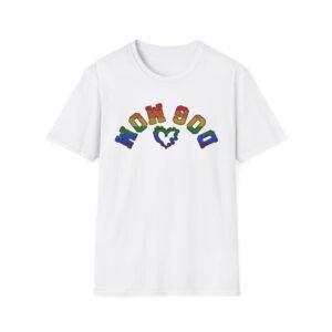 Dog Mom Upside Down Backwards Faux Embroider Rainbow Heart Paw T-Shirt