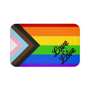 Dog Travel Settle Place Bed Mat – Rainbow Progress Pride Flag Love is Love Paw Print Design