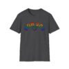 Dog Mom Upside Down Backwards Faux Embroider Rainbow Heart Paw T-Shirt - Image 10