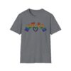 Dog Mom Upside Down Backwards Faux Embroider Rainbow Heart Paw T-Shirt - Image 7
