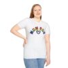 Dog Mom Upside Down Backwards Faux Embroider Rainbow Heart Paw T-Shirt - Image 3